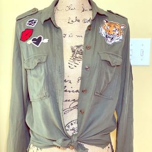 Army Green Button Down Top